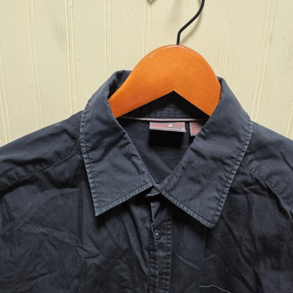Esprit Shirt Mens Large Blue Solid Cotton Long Sleeve Button Up Pocket Casual